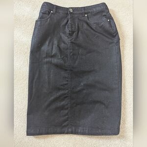 Simon Chang Black Denim Pencil Skirt